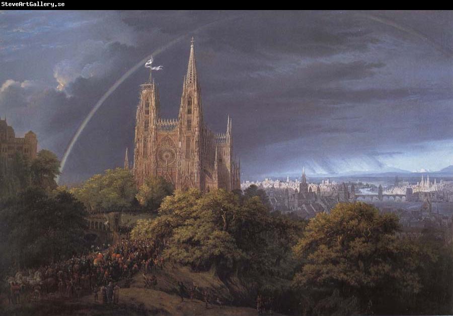 Karl friedrich schinkel Medieval City on a River